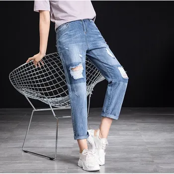 Women Summer Pants Casual Trousers for Ladies Blue Ripped Jeans Boyfriends Loose Ankle-length Pants
Women Summer Pants Casual Trousers for Ladies Blue Ripped Jeans Boyfriends Loose Ankle-length Pants