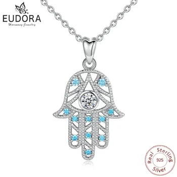 EUDORA New 925 Sterling Silver Blue Hamsa Hand Pendant Necklace Good Luck Cubic Zirconia Charm Fine Jewelry for Women girls D362
EUDORA New 925 Sterling Silver Blue Hamsa Hand Pendant Necklace Good Luck Cubic Zirconia Charm Fine Jewelry for Women girls D362