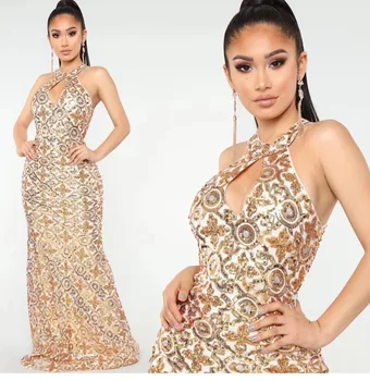 Women Sexy Dress Gold Black Sleeveless Long Bodycon Elegant Dress High Quality Evening Party Bodycon Halter Dress
Women Sexy Dress Gold Black Sleeveless Long Bodycon Elegant Dress High Quality Evening Party Bodycon Halter Dress