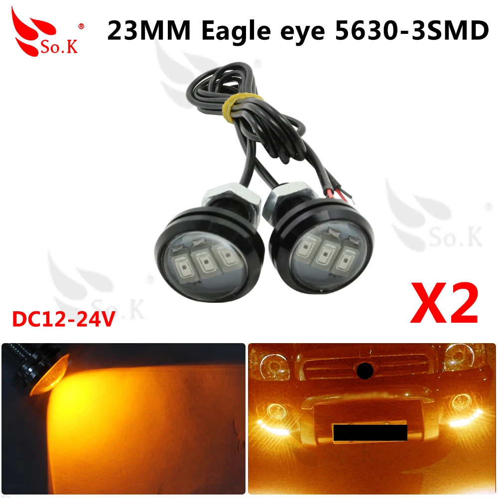 

2pcs LED Eagle Eye Light 23mm 3 Chips 5730 SMD DRL 12V Waterproof Bulb Daytime Running Lights Auto Car Fog Lamp Parking Lights