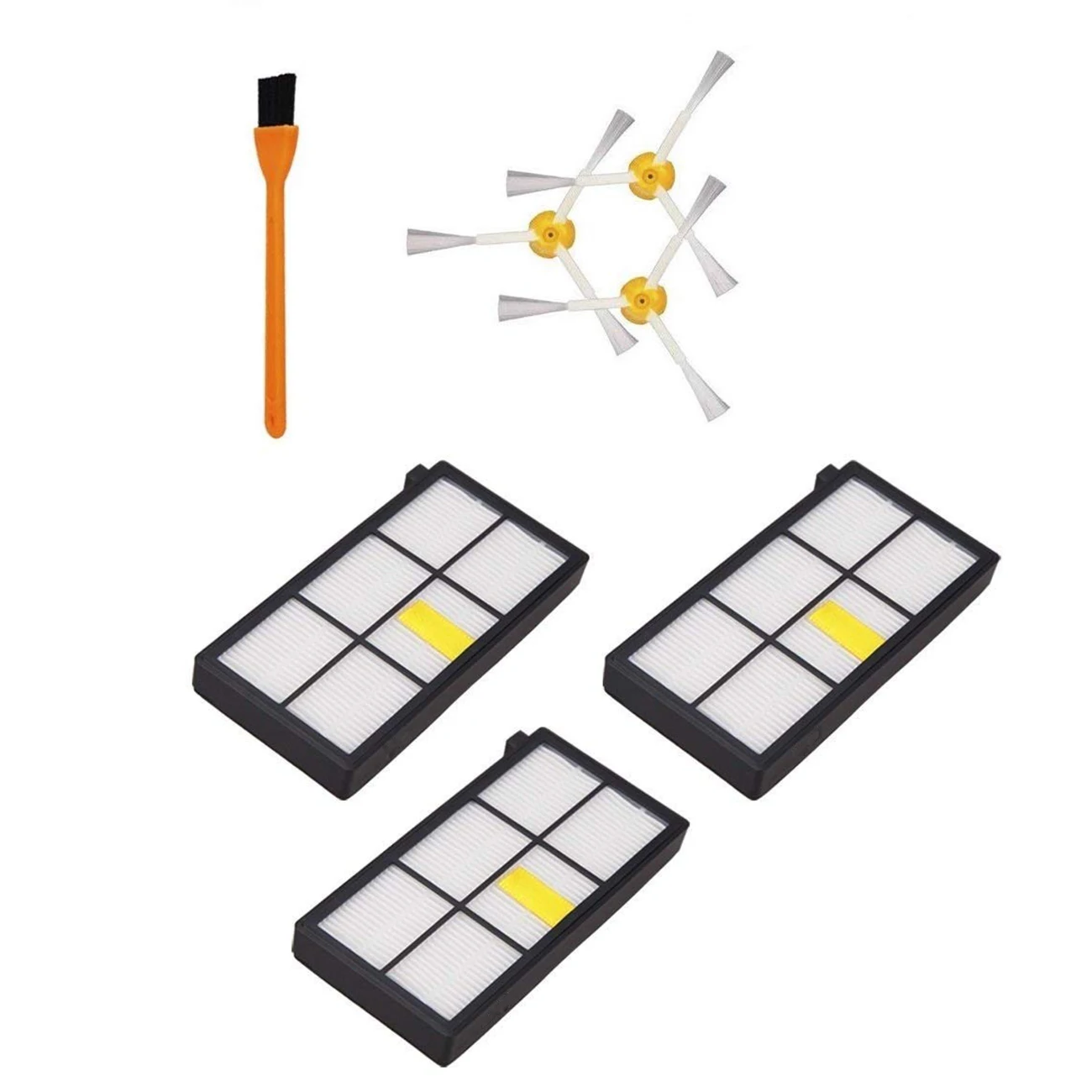 3pcs Hepa Filters& Brushes Compatible For iRobot Roomba 980 860 880 870 Robotic Vacuum Cleaner and 3pcs Roomba Side Brushes
3pcs Hepa Filters& Brushes Compatible For iRobot Roomba 980 860 880 870 Robotic Vacuum Cleaner and 3pcs Roomba Side Brushes