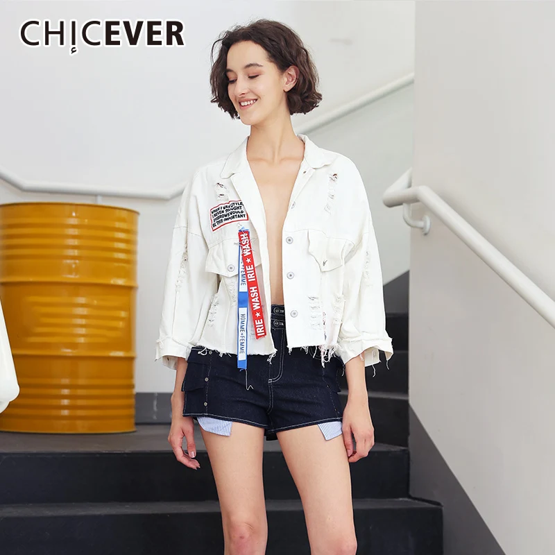 CHICEVER Letter Print Denim Jacket For Women Coats Batwing Sleeve Hole Hollow Out Women's Autumn Jacket Coat Female Fashion New
CHICEVER Letter Print Denim Jacket For Women Coats Batwing Sleeve Hole Hollow Out Women's Autumn Jacket Coat Female Fashion New