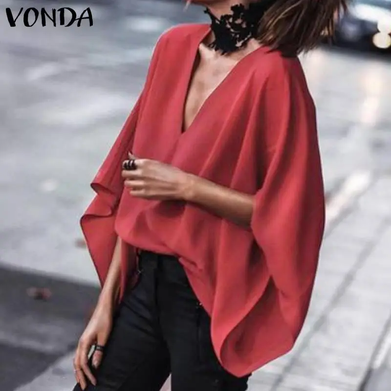 VONDA Women Blouse Shirts 2019 Spring Autumn Sexy V Neck Long Batwing Sleeve Tops Blouse Casual Loose Blusas OL Shirt Plus Size
VONDA Women Blouse Shirts 2019 Spring Autumn Sexy V Neck Long Batwing Sleeve Tops Blouse Casual Loose Blusas OL Shirt Plus Size