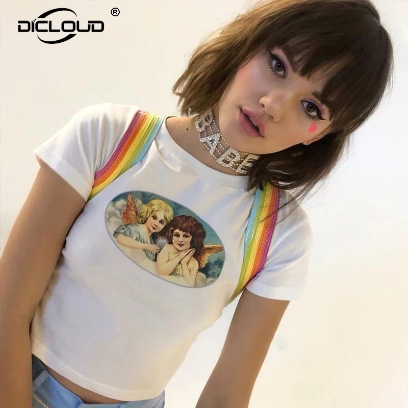 2019 Summer Hot Fashion Angel Cotton T-shirt Women Harajuku Short Sleeve Crop Top Chic Streetwear Women Tshirt Cropped Tops Tees
2019 Summer Hot Fashion Angel Cotton T-shirt Women Harajuku Short Sleeve Crop Top Chic Streetwear Women Tshirt Cropped Tops Tees