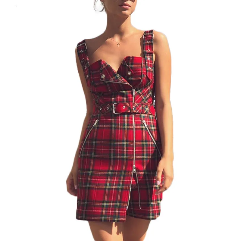 Red Plaid Sleeveless Dress Women Vintage Spaghetti Strap Sexy Slim Retro Punk Goth Dresses Vestidos 2019 New GRNSHTS
Red Plaid Sleeveless Dress Women Vintage Spaghetti Strap Sexy Slim Retro Punk Goth Dresses Vestidos 2019 New GRNSHTS