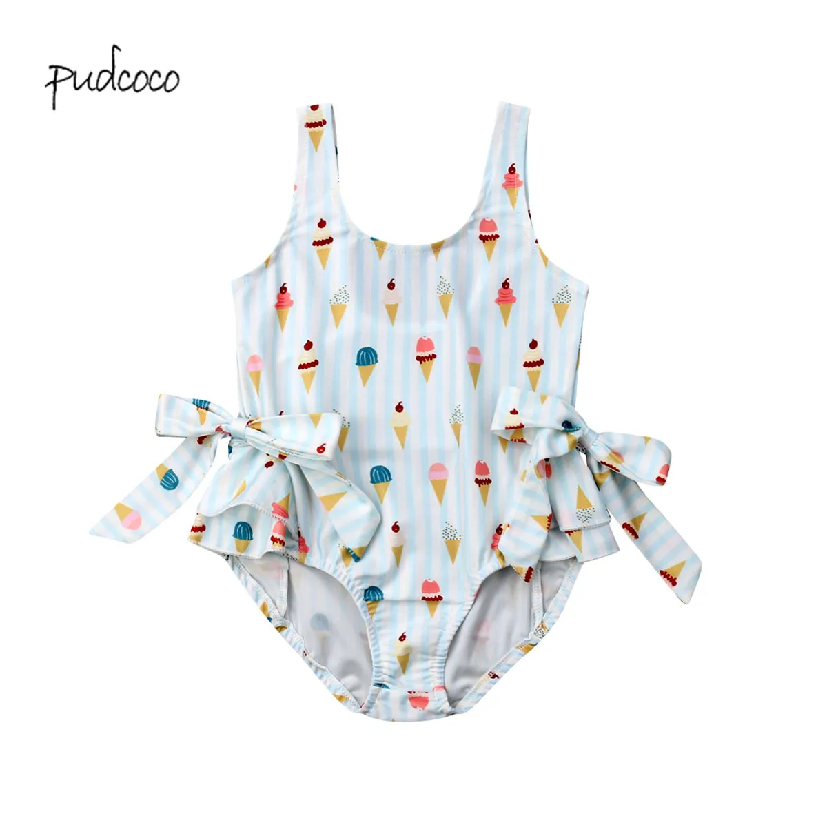 Фото Новый бренд Pudcoco Модный Купальник для малышей девочек праздничный пляжный