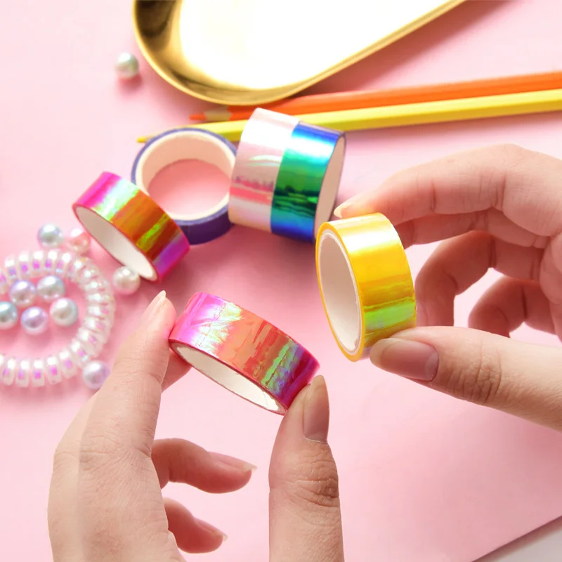 15mm*5m Glitter Rainbow Laser Washi Tape Stationery Scrapbooking Decorative Adhesive Tape Girls DIY Masking Tape School Supplies
15mm*5m Glitter Rainbow Laser Washi Tape Stationery Scrapbooking Decorative Adhesive Tape Girls DIY Masking Tape School Supplies