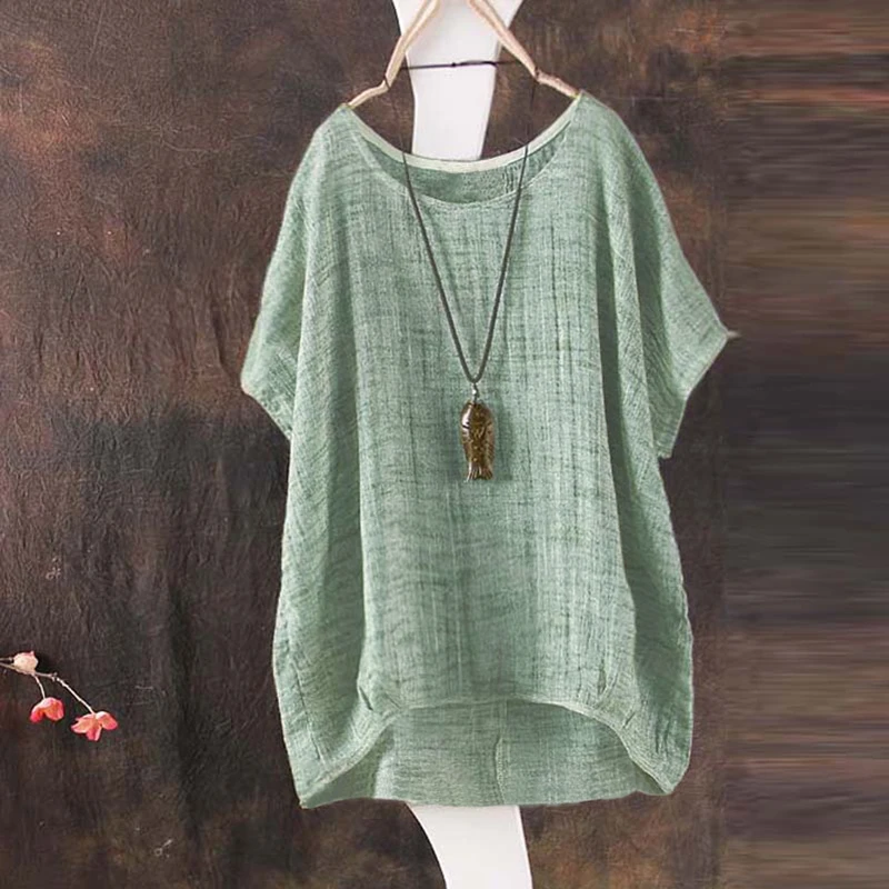 Anself 2019 Summer Women Casual Blouse Short Sleeve Loose Solid Elegant Baggy Work Shirt Cotton Linen Top Blusas Plus Size 5XL
Anself 2019 Summer Women Casual Blouse Short Sleeve Loose Solid Elegant Baggy Work Shirt Cotton Linen Top Blusas Plus Size 5XL