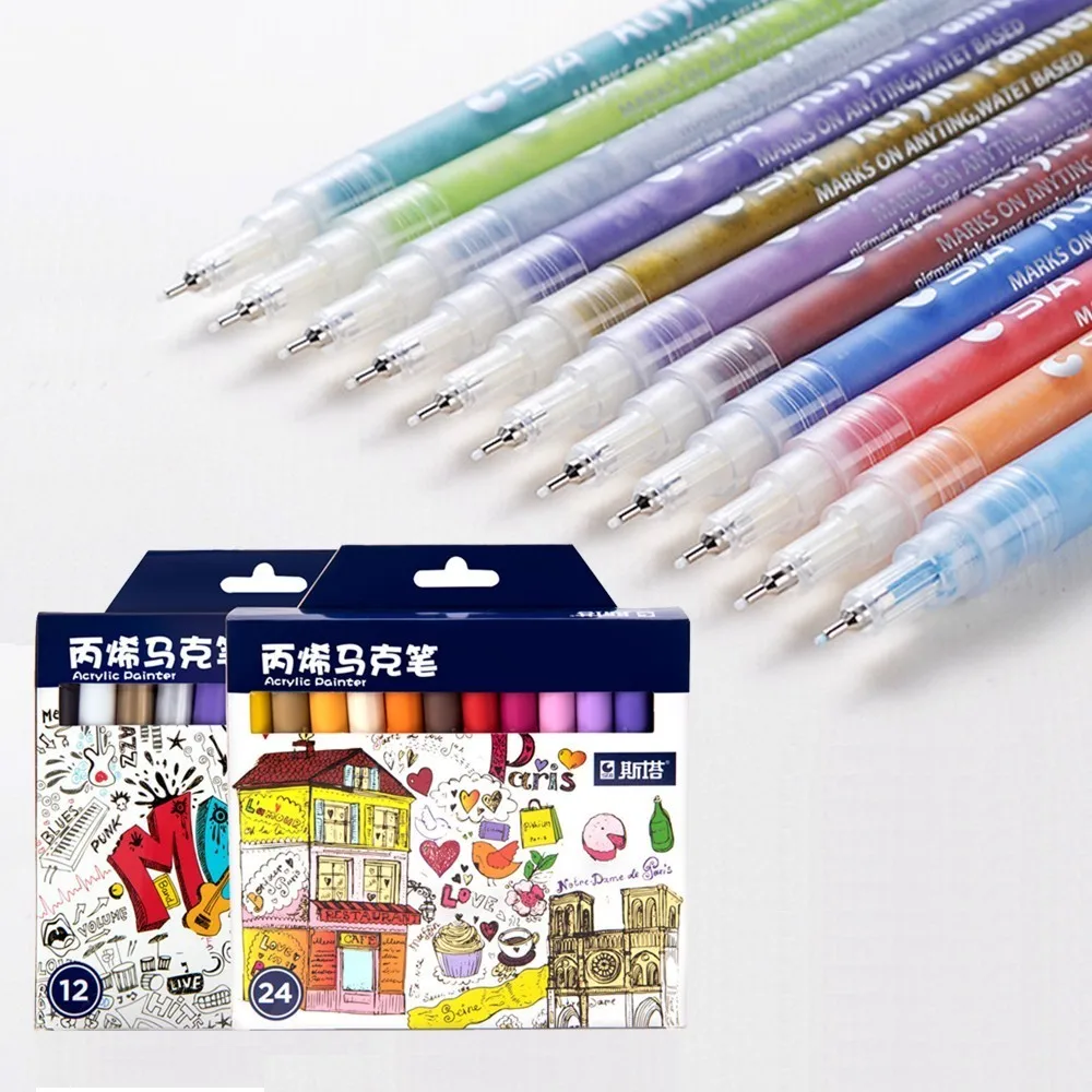 12/24 Colors STA Waterproof Acrylic Marker Ultrafine 0.5mm Fineliner Liner Needle Sketch Permanent Needle Paint Pen Art Supplies
12/24 Colors STA Waterproof Acrylic Marker Ultrafine 0.5mm Fineliner Liner Needle Sketch Permanent Needle Paint Pen Art Supplies