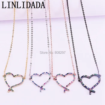 10Pcs Gold/rose gold/black Micro Pave Rainbow CZ Hollow Heart Charm Pendant Necklaces Jewelry For Women Girl Gift
10Pcs Gold/rose gold/black Micro Pave Rainbow CZ Hollow Heart Charm Pendant Necklaces Jewelry For Women Girl Gift