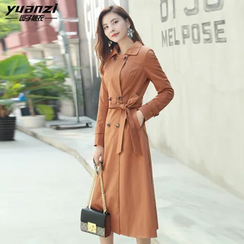 2019 Autumn Women Fashion Caramel Trench Coat Long Windbreaker Female Double-Breasted Slim Overcoat With Belt casaco feminino
2019 Autumn Women Fashion Caramel Trench Coat Long Windbreaker Female Double-Breasted Slim Overcoat With Belt casaco feminino