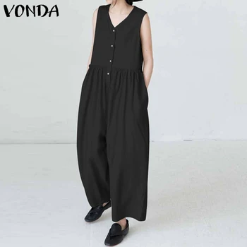 VONDA 2020 Summer Rompers Womens Jumpsuit Sleeveless Casual Loose Pockets Cotton Playsuit Vintage Solid Overalls Plus Size S-5XL
VONDA 2020 Summer Rompers Womens Jumpsuit Sleeveless Casual Loose Pockets Cotton Playsuit Vintage Solid Overalls Plus Size S-5XL