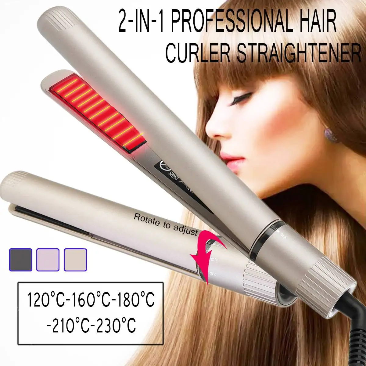 2 in 1 Hair Curlers Straightener Perm Styling Rolloer Styler Curler Tools Hair Curling & Straightening Iron Hair Styler
2 in 1 Hair Curlers Straightener Perm Styling Rolloer Styler Curler Tools Hair Curling & Straightening Iron Hair Styler