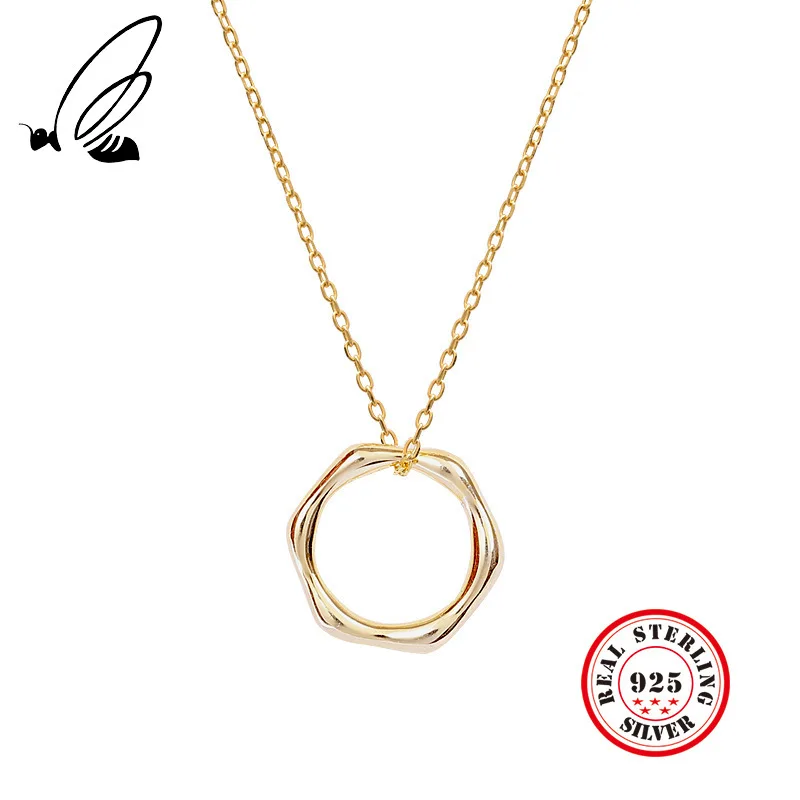 100% 925 Sterling Silver Geometric Hexagon Pendant Necklace Gold Color Chain Necklace 925 Silver Fine Jewelry For Women
100% 925 Sterling Silver Geometric Hexagon Pendant Necklace Gold Color Chain Necklace 925 Silver Fine Jewelry For Women