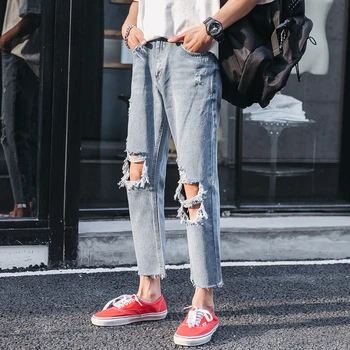 Summer New Jeans Men Slim Fashion Washed Torn Holes Denim Pants Man Streetwear Hip Hop Casual Wild Cowboy Trousers Male Clothes
Summer New Jeans Men Slim Fashion Washed Torn Holes Denim Pants Man Streetwear Hip Hop Casual Wild Cowboy Trousers Male Clothes