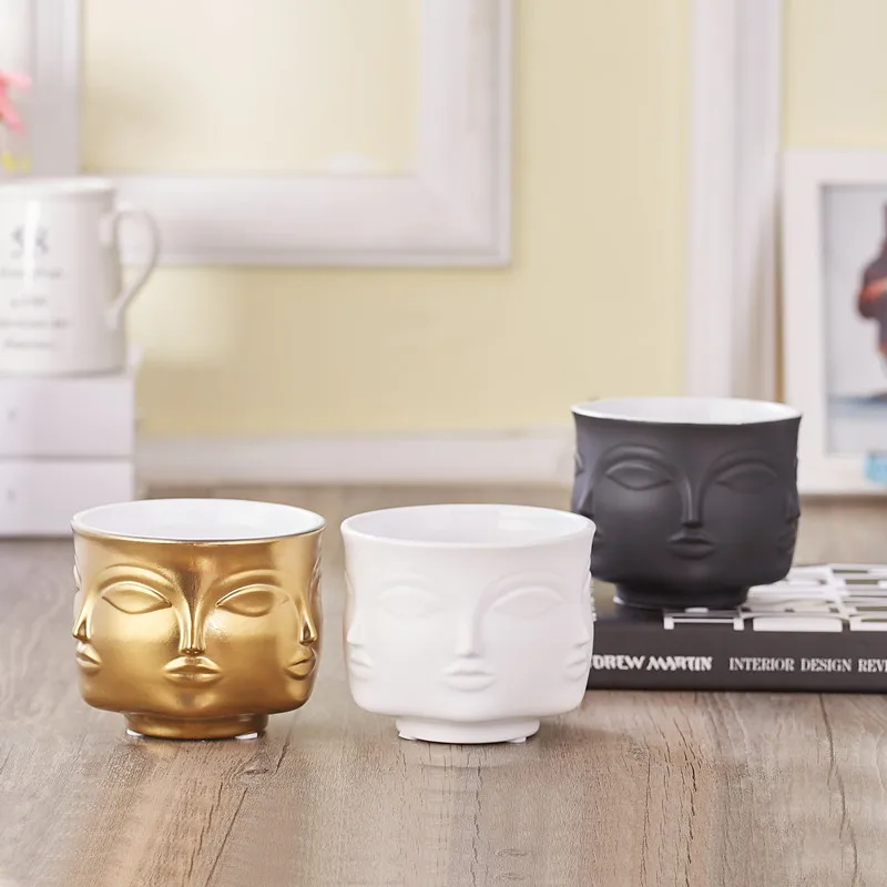 Face Shape Designs Ceramic Vase Porcelain Flower Pot Home Decoration Accessories Planters Golden Black White Tools
Face Shape Designs Ceramic Vase Porcelain Flower Pot Home Decoration Accessories Planters Golden Black White Tools
