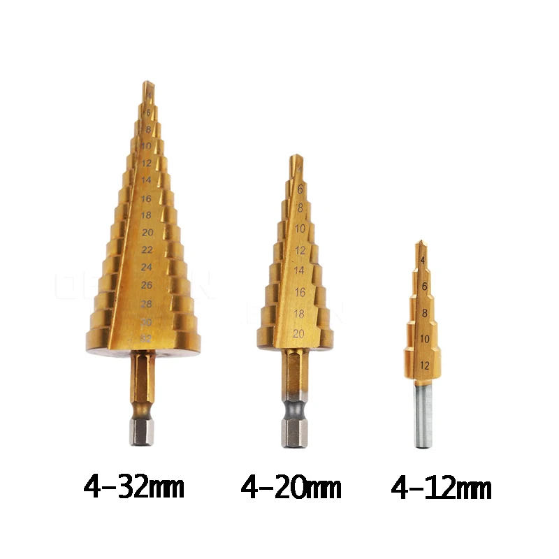 HSS Steel Titanium Step Drill Bits Cone Cutt Tools Wood Hole Cutter Bit Set 4-12mm 4-20mm 4-22mm 4-32mm | Инструменты