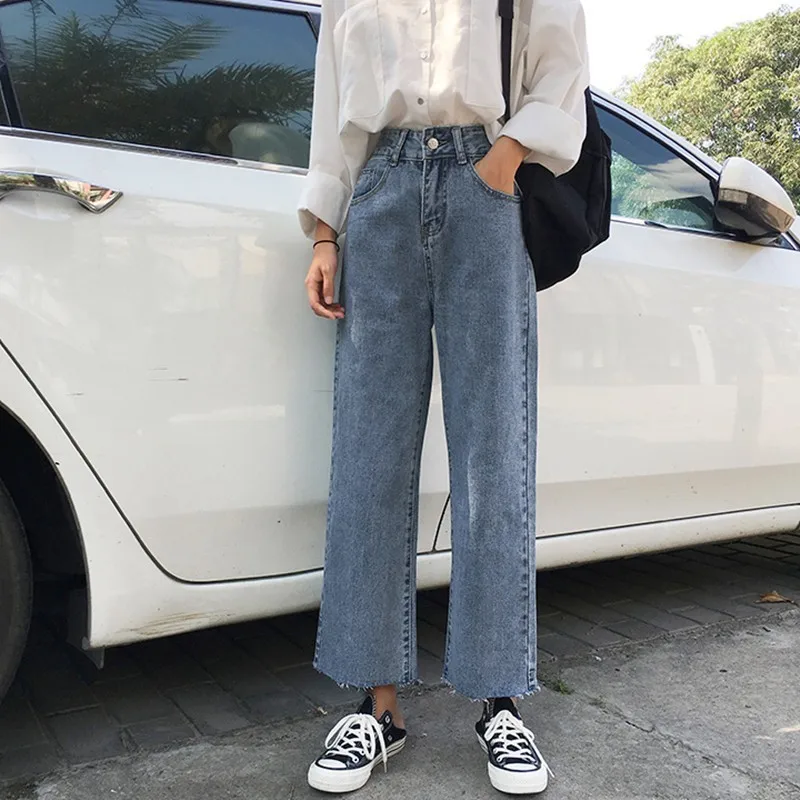 

Boyfriend Jeans For Women Casual Wide Leg Denim Pants 2020 Korean Style Spring Summer High Waist Loose Jeans Trousers