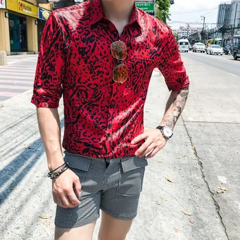 2019 Handsome Leopard Men Shirt half sleeve Slim Fit Casual Shirt Night Club Red Shirt Men Streetwear Camisa Social Masculina
2019 Handsome Leopard Men Shirt half sleeve Slim Fit Casual Shirt Night Club Red Shirt Men Streetwear Camisa Social Masculina