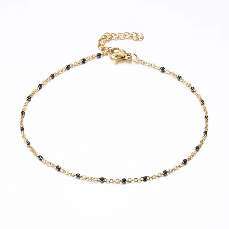 304 Stainless Steel Cable Chain Anklets with Enamel Links Summer Ethnic Beach Anklets 23cm
304 Stainless Steel Cable Chain Anklets with Enamel Links Summer Ethnic Beach Anklets 23cm