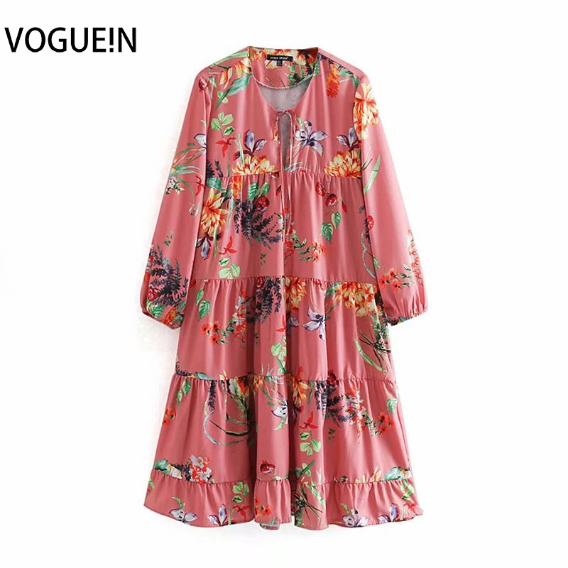 VOGUEIN New Womens Summer Casual Floral Print Pink Long Sleeve O-Neck Midi Dress Wholesale
VOGUEIN New Womens Summer Casual Floral Print Pink Long Sleeve O-Neck Midi Dress Wholesale