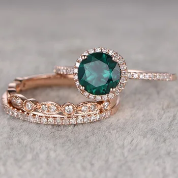 14K Rose Gold Fashion Style Close Ring for Women Micro-set Emerald Zircon Diamond Three-piece Engagement jewelry Geometric
14K Rose Gold Fashion Style Close Ring for Women Micro-set Emerald Zircon Diamond Three-piece Engagement jewelry Geometric