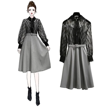 2019 winter dress stitching lace patchwork new grid design sexy women casual vogue Korean fashion vestido belted SALE clothes
2019 winter dress stitching lace patchwork new grid design sexy women casual vogue Korean fashion vestido belted SALE clothes