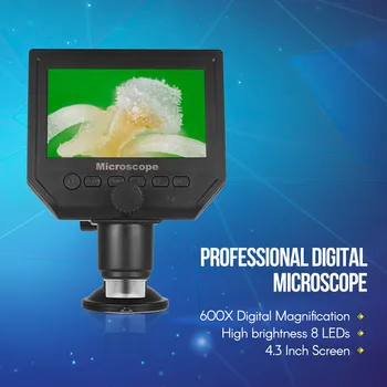 Digital Wireless Microscope with 4.3 Inch LCD Screen 600X Magnification HD 3.6MP 8 LED Rechargeable Battery Adjustable Stand
Digital Wireless Microscope with 4.3 Inch LCD Screen 600X Magnification HD 3.6MP 8 LED Rechargeable Battery Adjustable Stand