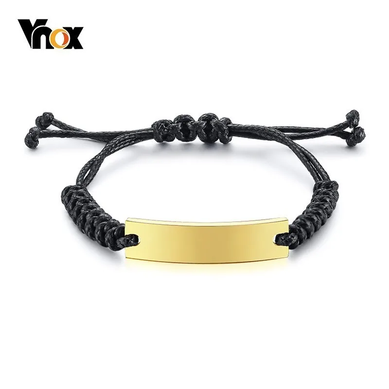 Vnox Unisex Stainless Steel ID Bracelets with Black Cord Rope Length Adjustable pulseira
Vnox Unisex Stainless Steel ID Bracelets with Black Cord Rope Length Adjustable pulseira