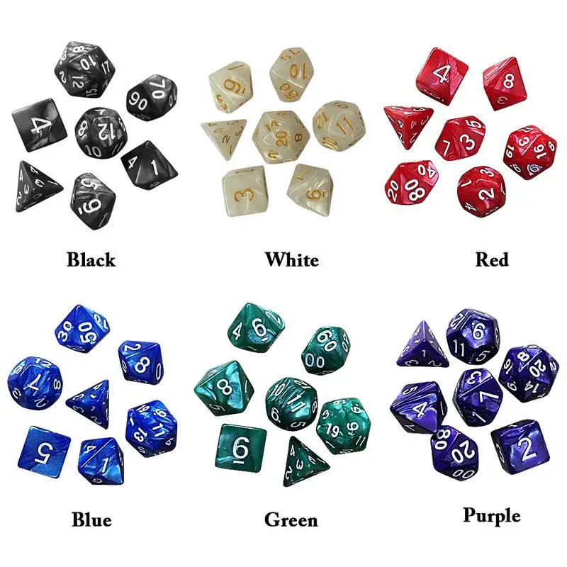 Polyhedral DnD Dice 7pcs/Set for RPG Dungeons and Dragons Board Games D4,D6,D8,D10,D%,D12,D20
Polyhedral DnD Dice 7pcs/Set for RPG Dungeons and Dragons Board Games D4,D6,D8,D10,D%,D12,D20