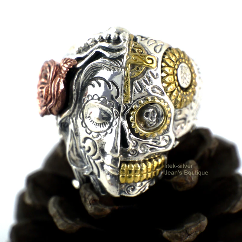 925 Solid Sterling Silver Fashion Jewelry Sugar Skull Mexican Roses Lady Ring A3397
925 Solid Sterling Silver Fashion Jewelry Sugar Skull Mexican Roses Lady Ring A3397