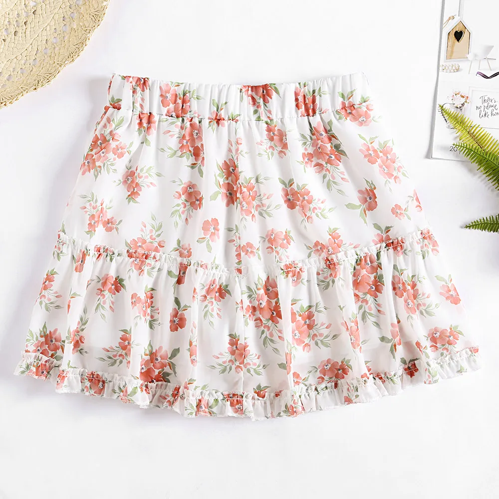 New White Floral Printed Women Skirts Summer Elastic Waist Frill Mini Skirt Casual Women'S Beach Wear Feminino Vestidos
New White Floral Printed Women Skirts Summer Elastic Waist Frill Mini Skirt Casual Women'S Beach Wear Feminino Vestidos