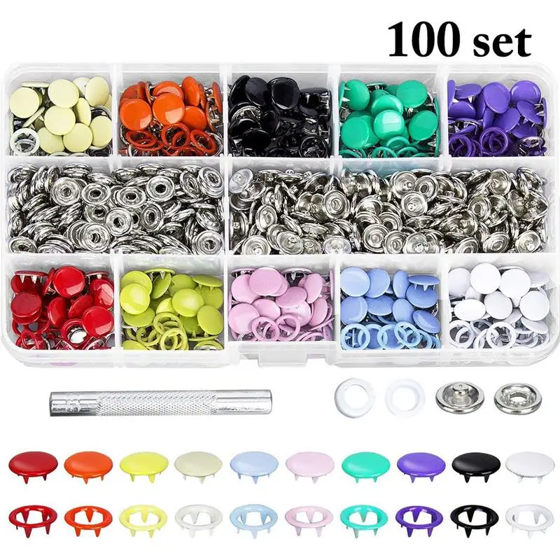 100/200Pcs/Set Four-Button Solid Five-Prong Buckle 10 Colors+Installation Hand Pressure Pliers Tool Set Single Button Supplies
100/200Pcs/Set Four-Button Solid Five-Prong Buckle 10 Colors+Installation Hand Pressure Pliers Tool Set Single Button Supplies