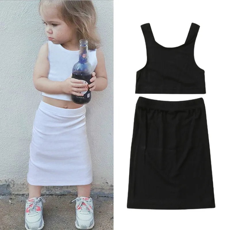 2PCS Baby Kid Girl Dress Summer Sleeveless Vest Tops+ Sheath Skirt Sundress Children Baby Clothes Set Black White
2PCS Baby Kid Girl Dress Summer Sleeveless Vest Tops+ Sheath Skirt Sundress Children Baby Clothes Set Black White