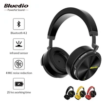 Bluedio T5S Active Noise Cancelling Draadloze Bluetooth Hoofdtelefoon Draagbare Headset met microfoon voor mobiele telefoons(China)