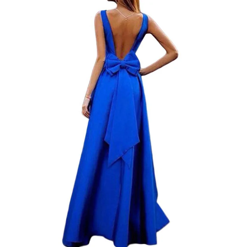 big bowknot dresses for Women Formal Long Dress backless solid color swing A-line Party Bridesmaid Wedding sexy elegant dress
big bowknot dresses for Women Formal Long Dress backless solid color swing A-line Party Bridesmaid Wedding sexy elegant dress