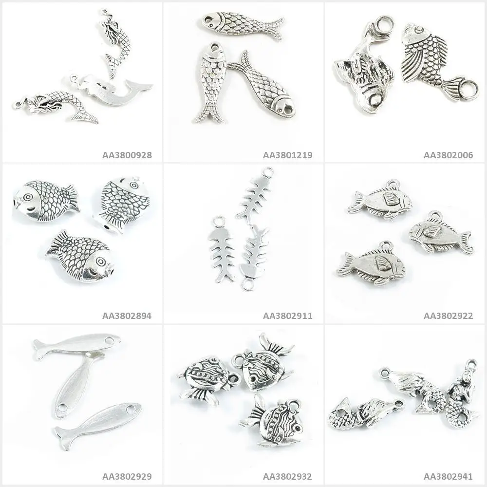 Antique Silver Tone Jewelry Making Charms Mermaid Tropical Fish Simple Devil Bone Fishbone Beads Carp Bracelet Pendant Necklace
Antique Silver Tone Jewelry Making Charms Mermaid Tropical Fish Simple Devil Bone Fishbone Beads Carp Bracelet Pendant Necklace