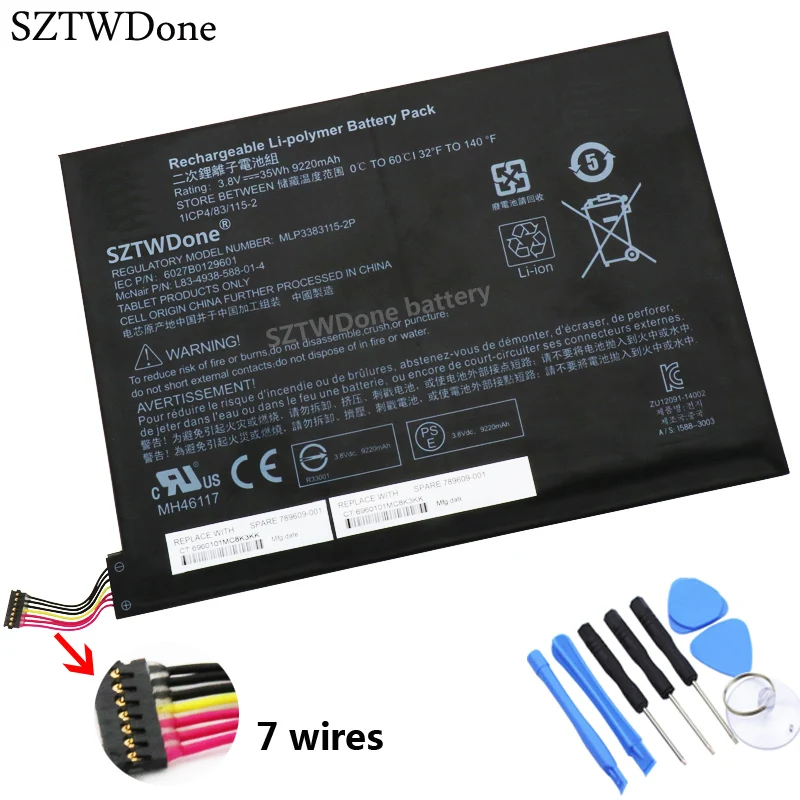 SZTWDone tablet Laptop Battery for HP Pavilion x2 10-j013tu 10-j014tu 10-j024tu 10-j025tu MLP3383115-2P MH46117 789609-001
SZTWDone tablet Laptop Battery for HP Pavilion x2 10-j013tu 10-j014tu 10-j024tu 10-j025tu MLP3383115-2P MH46117 789609-001