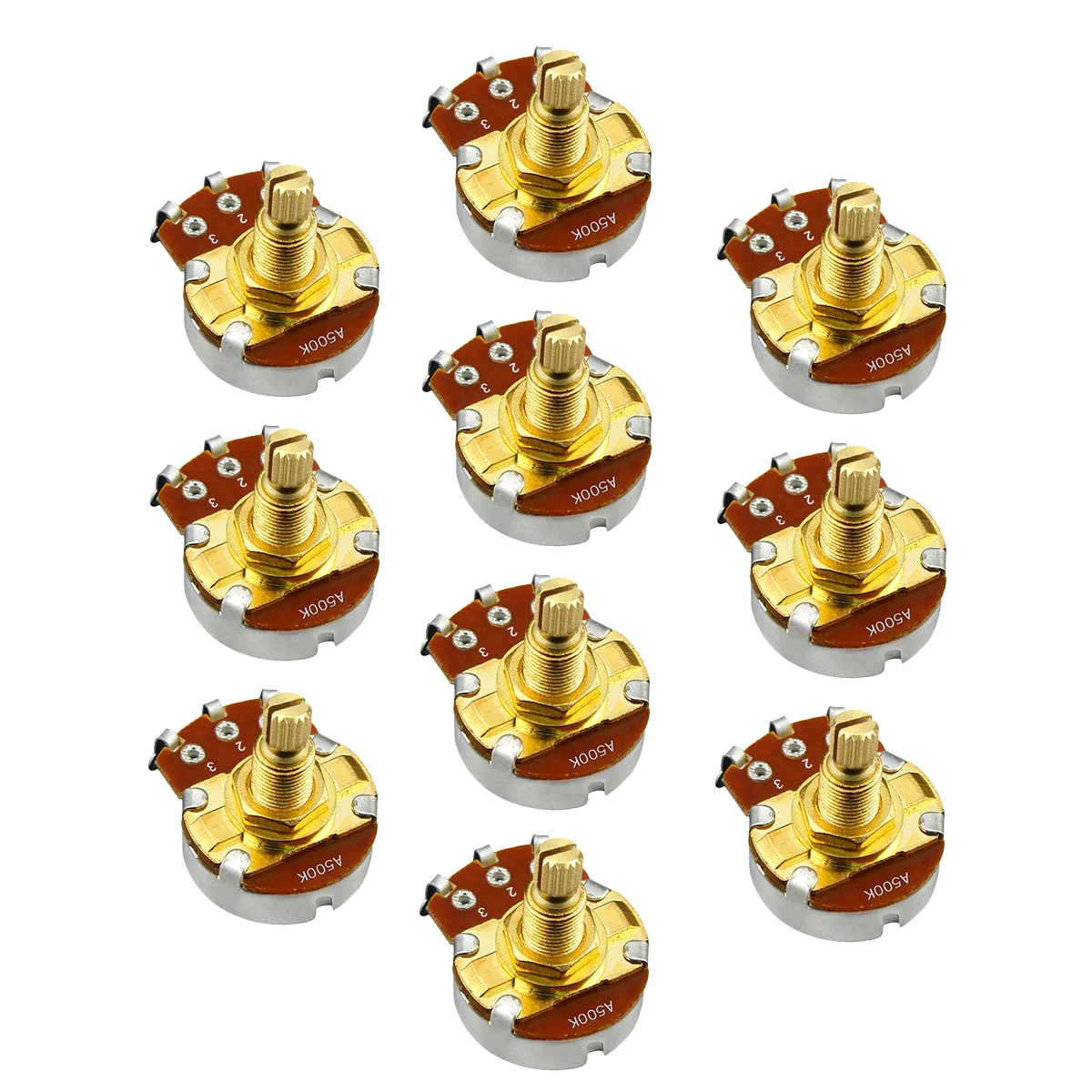 FLEOR 10pcs Full Size Pots Guitar Potentiometers A500K Audio Taper Long Shaft Potentiometer Gold for Guitar Bass Parts
FLEOR 10pcs Full Size Pots Guitar Potentiometers A500K Audio Taper Long Shaft Potentiometer Gold for Guitar Bass Parts