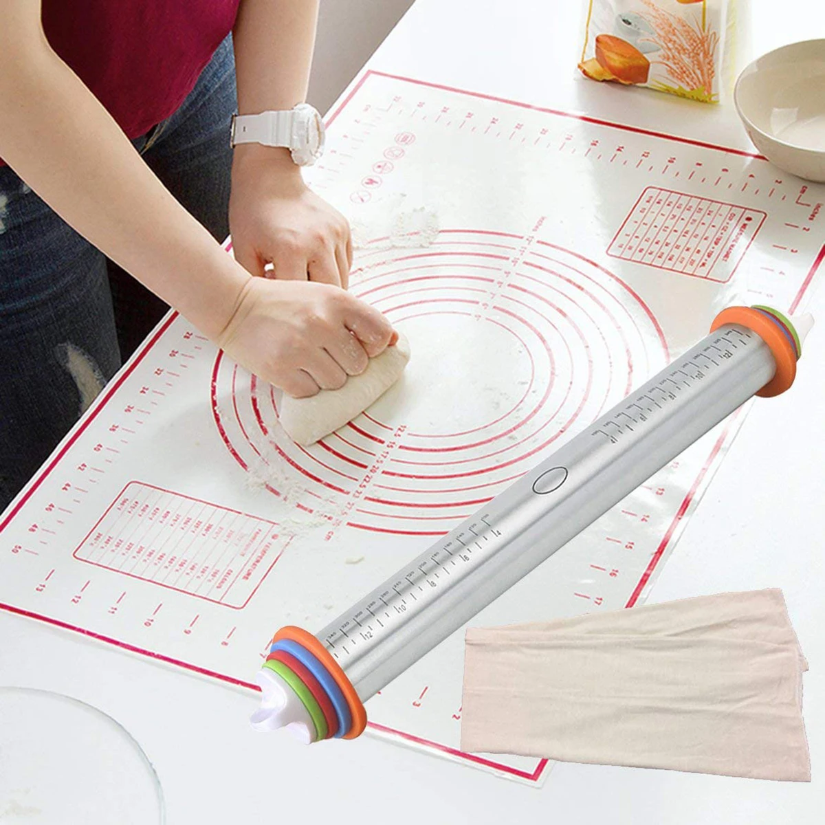 Stainless Steel Rolling Pin 4 Adjustable Discs Non-Stick Removable Rings Dough Dumplings Noodles Pizza Baking Tools
Stainless Steel Rolling Pin 4 Adjustable Discs Non-Stick Removable Rings Dough Dumplings Noodles Pizza Baking Tools
