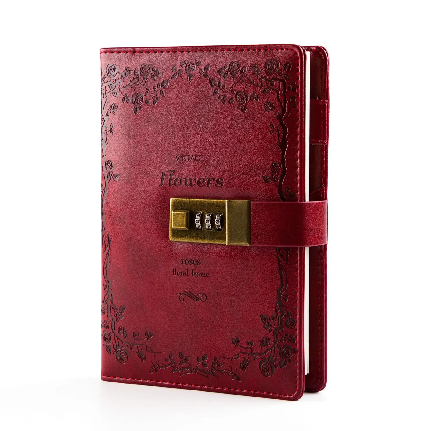 

Lock Diary Leather Locking Journal Writing Notebook Vintage Lock Planner Agenda Personal Diary Wine Red