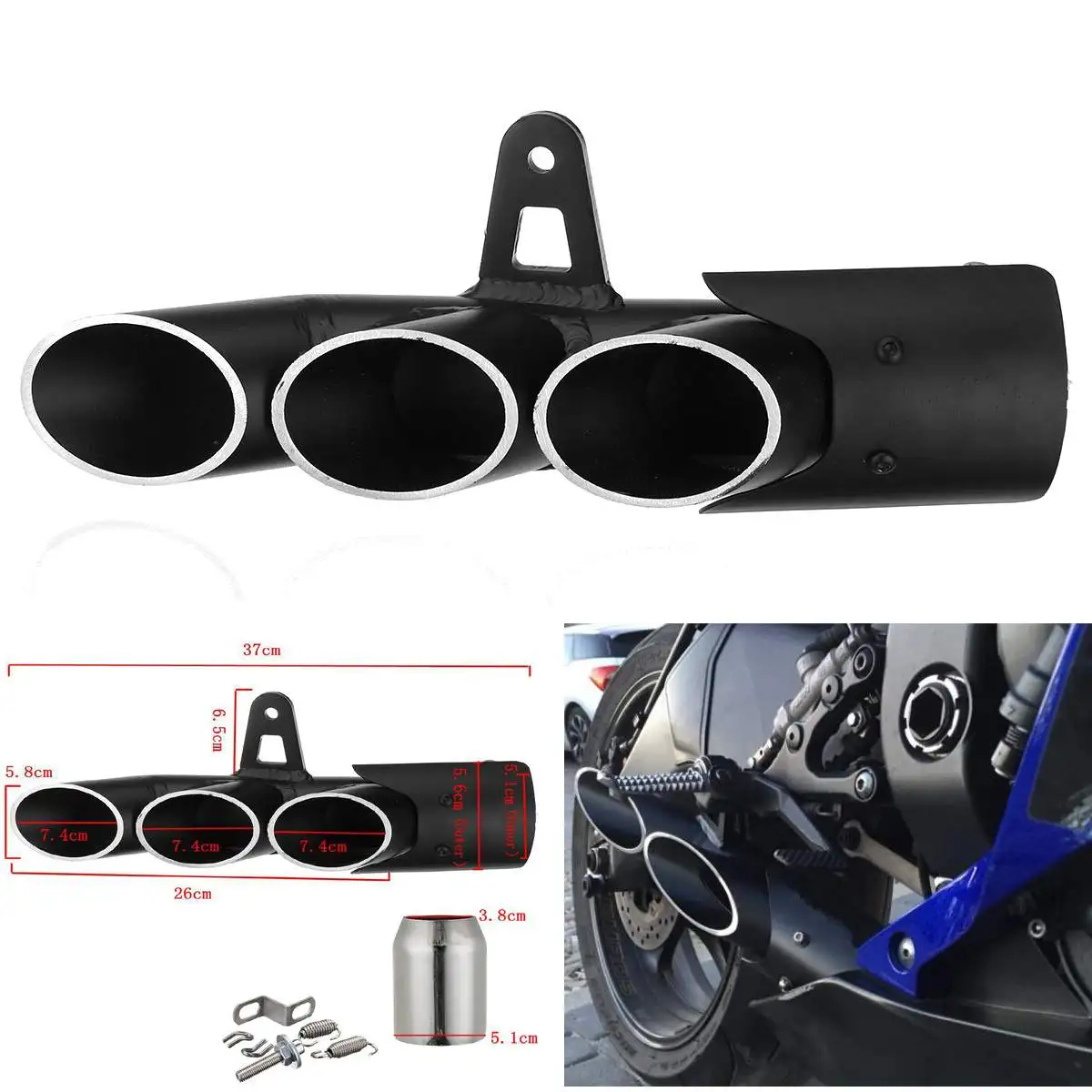 For Motorcycle System Mounting Clamp 51MM Exhaust Muffler Tail Pipe Three-outlet
For Motorcycle System Mounting Clamp 51MM Exhaust Muffler Tail Pipe Three-outlet