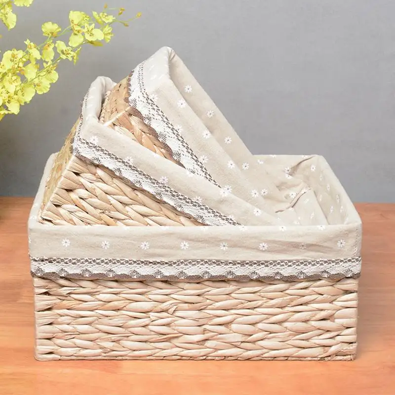 Storage Basket Rattan Straw Cotton Linen Lace Fabric Garden Style Desktop Snacks Toy Storage Clothing Wicker Storage Box #SW
Storage Basket Rattan Straw Cotton Linen Lace Fabric Garden Style Desktop Snacks Toy Storage Clothing Wicker Storage Box #SW