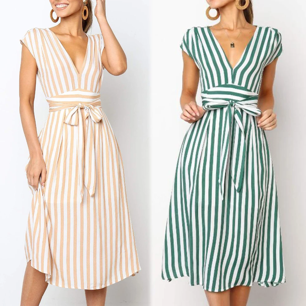 women Summer Short Sleeve Striped Shirt Dress Drawstring High Waist Elegant Long Party Dress V Neck Vacation Clothes Women
women Summer Short Sleeve Striped Shirt Dress Drawstring High Waist Elegant Long Party Dress V Neck Vacation Clothes Women