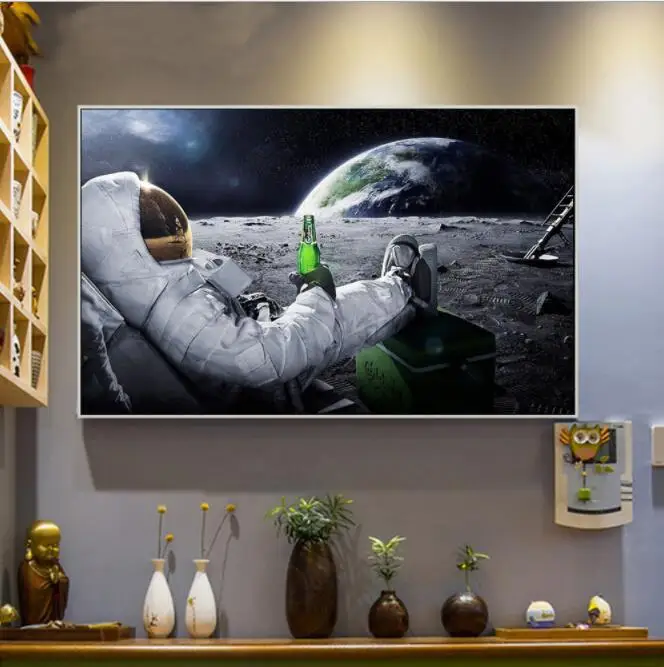 Astronauts Drinking Beer on The Moon American Decorative Painting and Oil Spray Painting Canvas Wall Art Home Decor Poster
Astronauts Drinking Beer on The Moon American Decorative Painting and Oil Spray Painting Canvas Wall Art Home Decor Poster