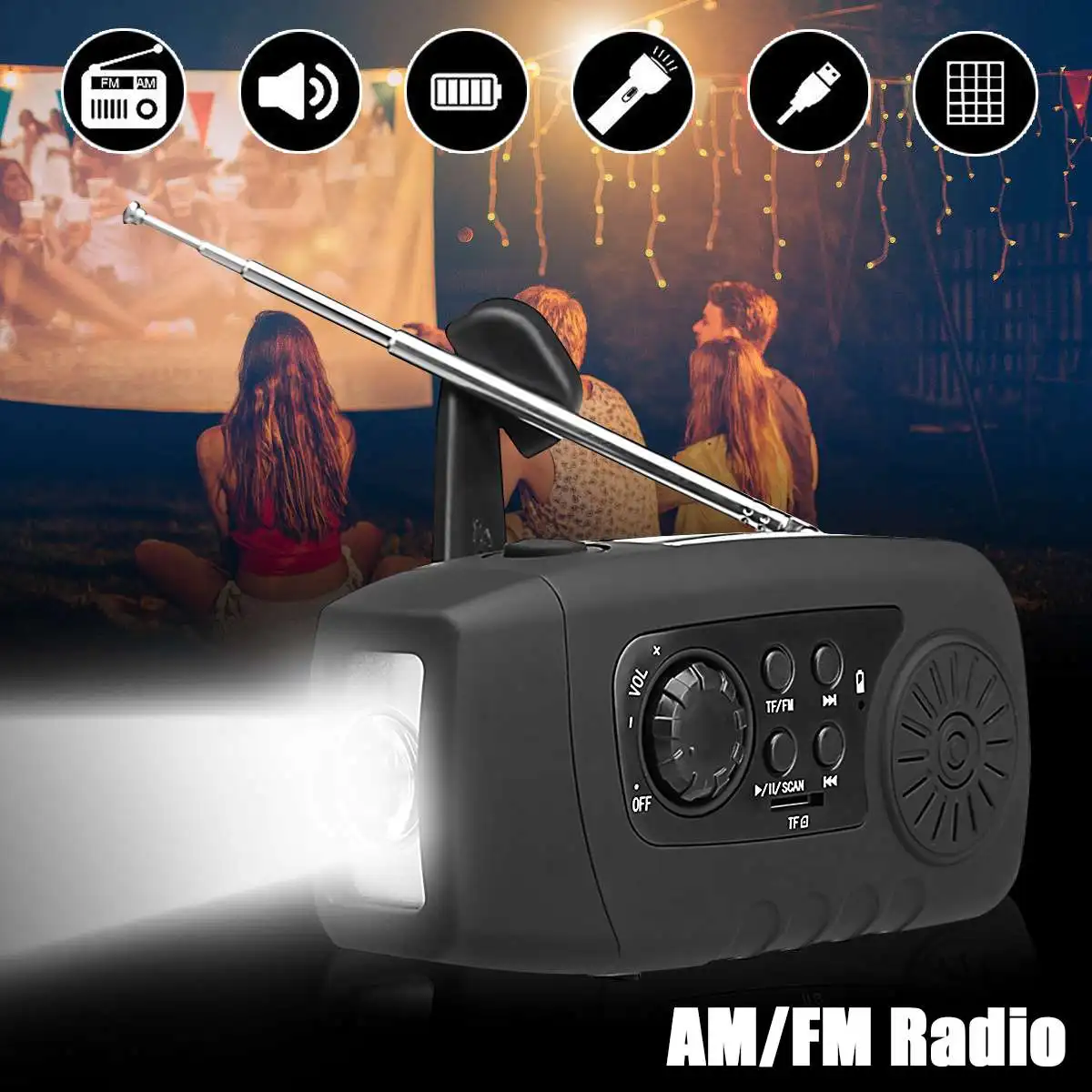NEW Arrival 3 In 1 Solar/Crank Power FM/TF Radio LED Flashlight Emergency 2000mAh Power Bank Phone Charger Camping Tool
NEW Arrival 3 In 1 Solar/Crank Power FM/TF Radio LED Flashlight Emergency 2000mAh Power Bank Phone Charger Camping Tool