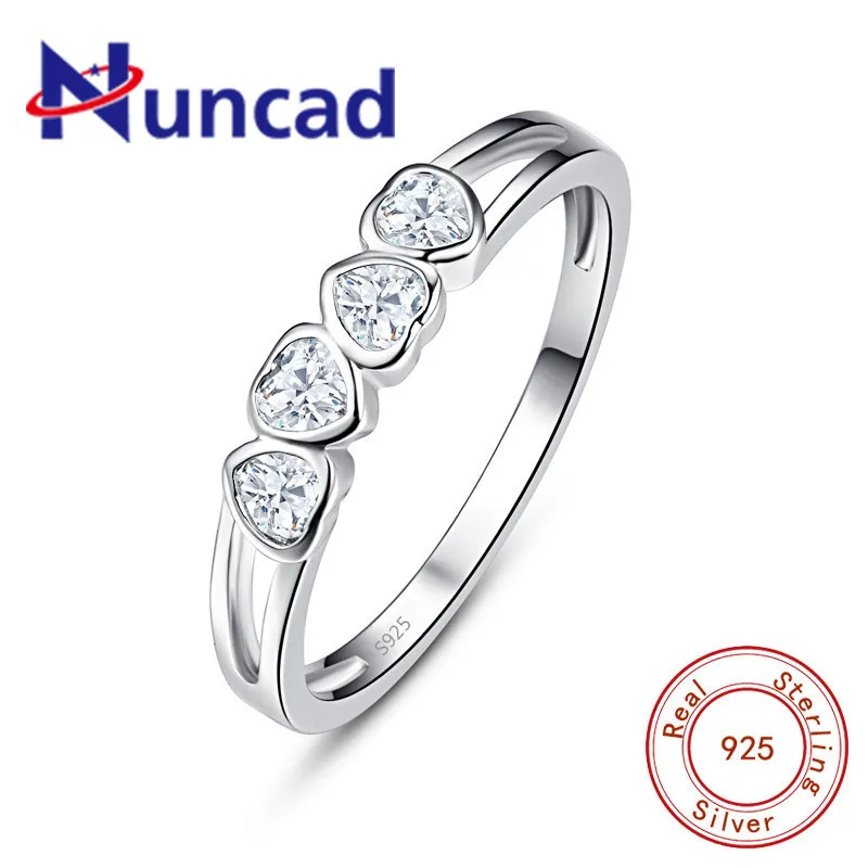 NUNCAD Горячая продажа 925 стерлингового серебра четыре в форме сердца белые кольца