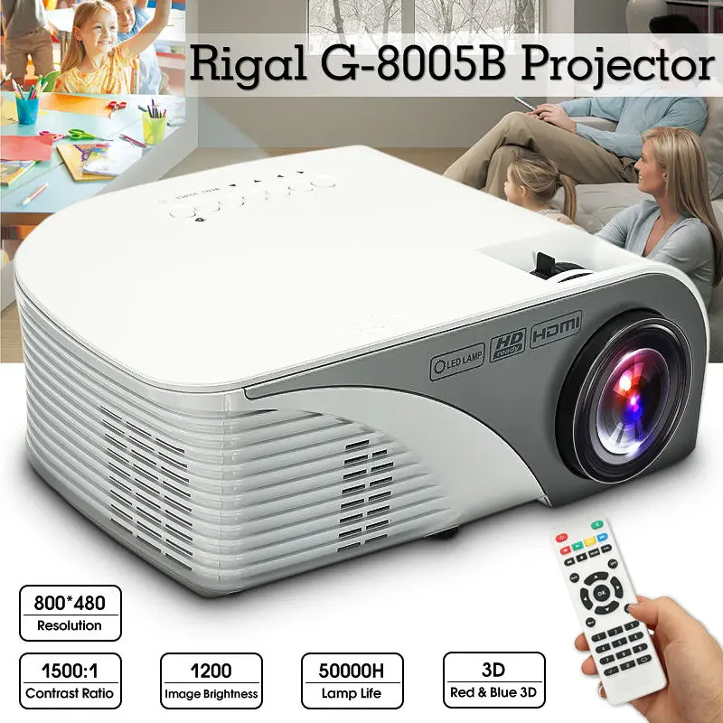 

1200 Lumens HD LED Projector 3D Large Screen Home Theater Cinema LCD HDMI AV/VGA/USB/SD/HDMI Multimedia Beamer