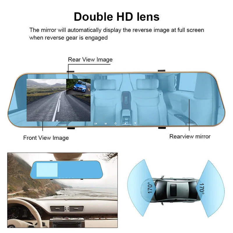 50Hz/60Hz 1080P dual lens car DVR rearview mirror camera dash cam recorder with 4.3 inches high-definition digital screen
50Hz/60Hz 1080P dual lens car DVR rearview mirror camera dash cam recorder with 4.3 inches high-definition digital screen