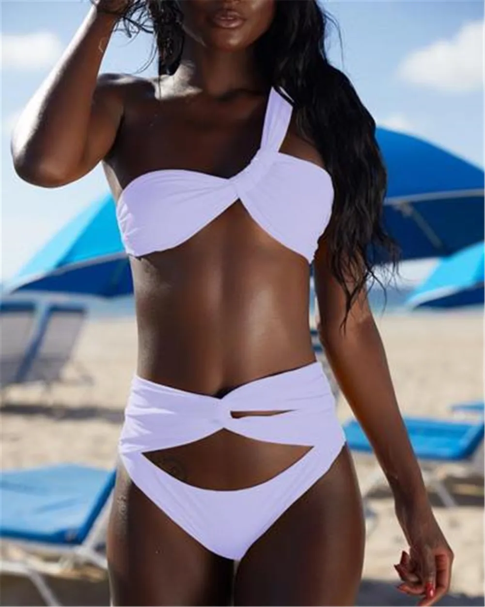 Women Bandage Bikini 2019 Summer One Shoulder Solid Color Swimsuit Push-up Bra Bathing 2pcs Set Swimwear
Women Bandage Bikini 2019 Summer One Shoulder Solid Color Swimsuit Push-up Bra Bathing 2pcs Set Swimwear